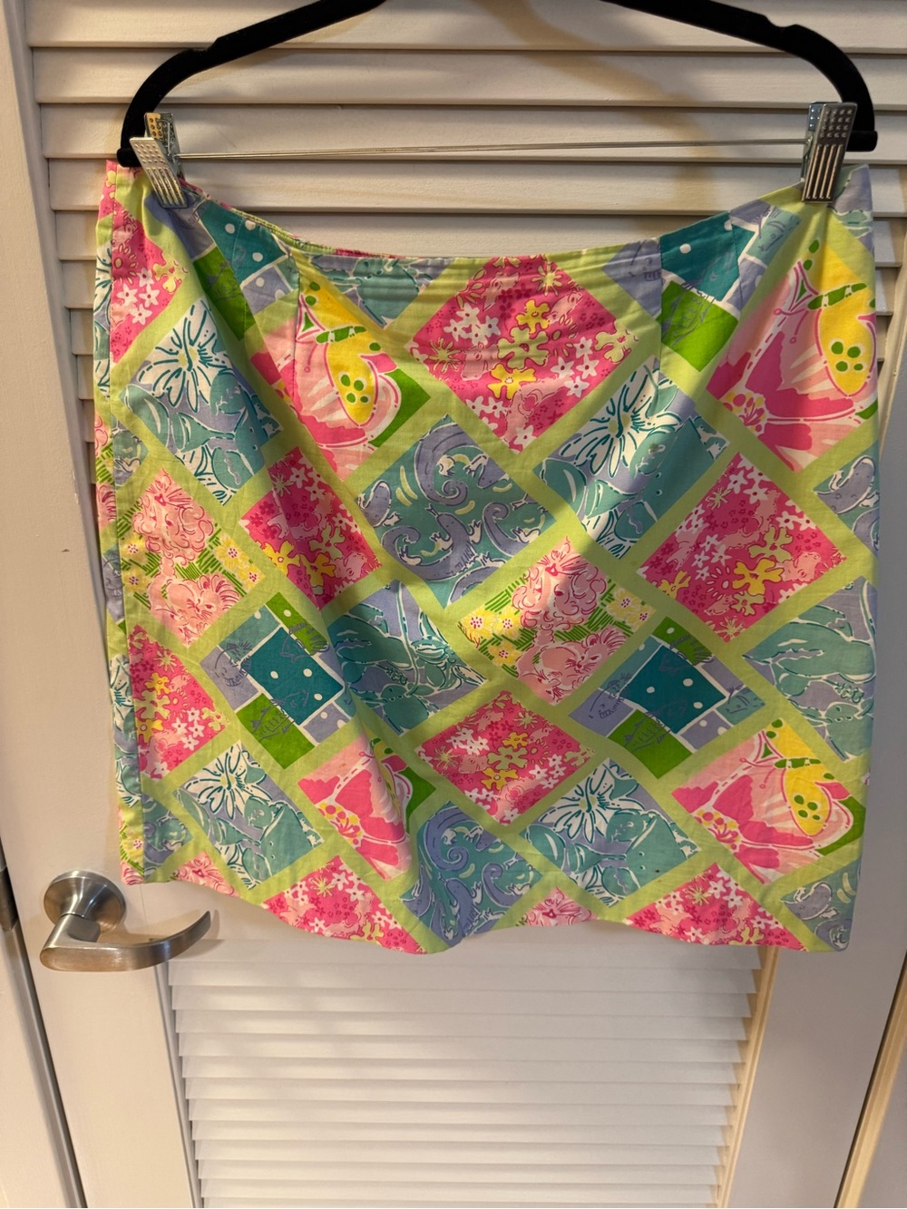 Lilly Pulitzer Patchwork Print Mini Skirt in Pink, Green & Blue